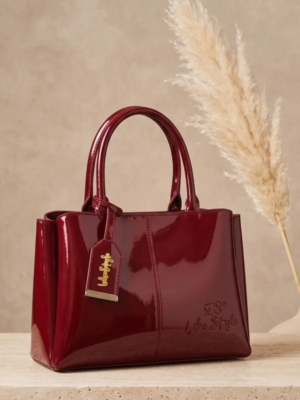 LIKE_STYLE_Stylish_Patent_Glossy_PU_Leather_Tote_Purse_for_Women