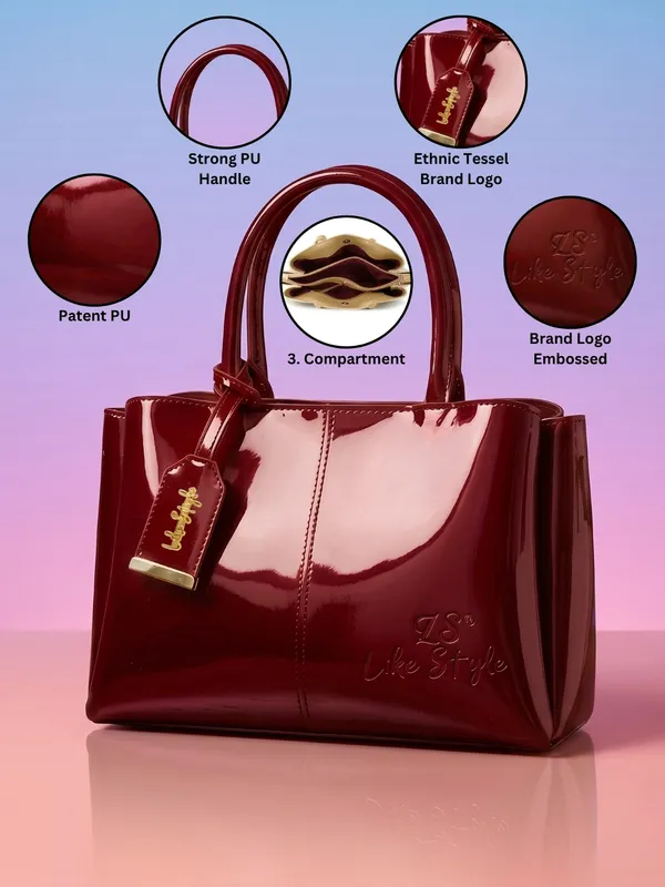 LIKE_STYLE_Stylish_Patent_Glossy_PU_Leather_Tote_Purse_for_Women