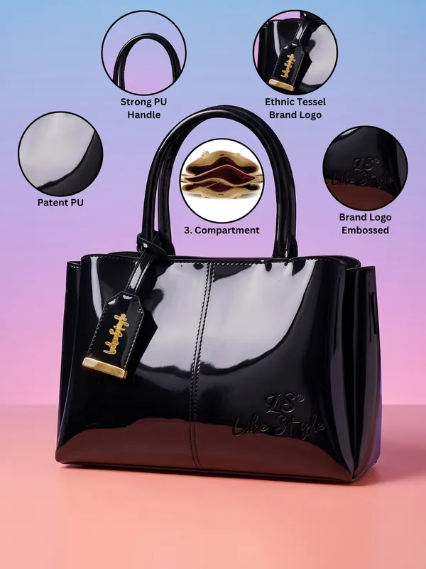 LIKE_STYLE_Stylish_Patent_Glossy_PU_Leather_Tote_Purse_for_Women