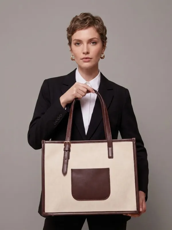 LIKE_STYLE_Women's_Dual-Tone_Office_Tote_Bag