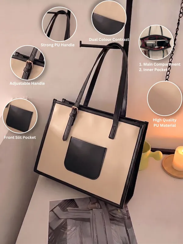 LIKE_STYLE_Women's_Dual-Tone_Office_Tote_Bag