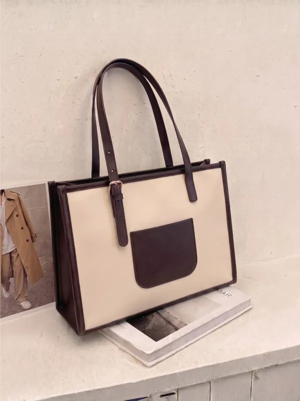 LIKE_STYLE_Women's_Dual-Tone_Office_Tote_Bag