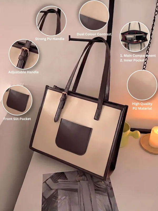 LIKE_STYLE_Women's_Dual-Tone_Office_Tote_Bag