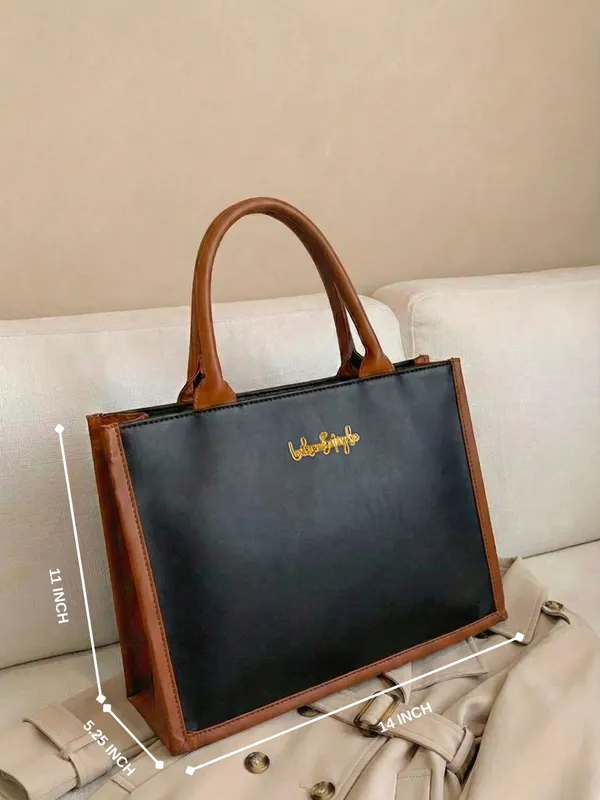 LIKE_STYLE_Women’s_Dual-Tone_PU_Tote_Bag_for_Work_&_Everyday_Use