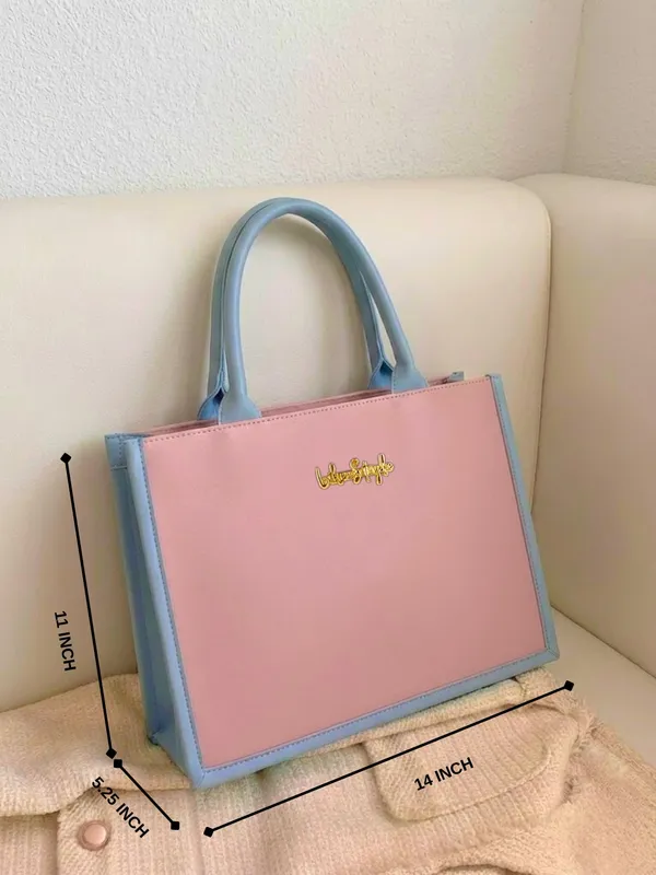 LIKE_STYLE_Women’s_Dual-Tone_PU_Tote_Bag_for_Work_&_Everyday_Use