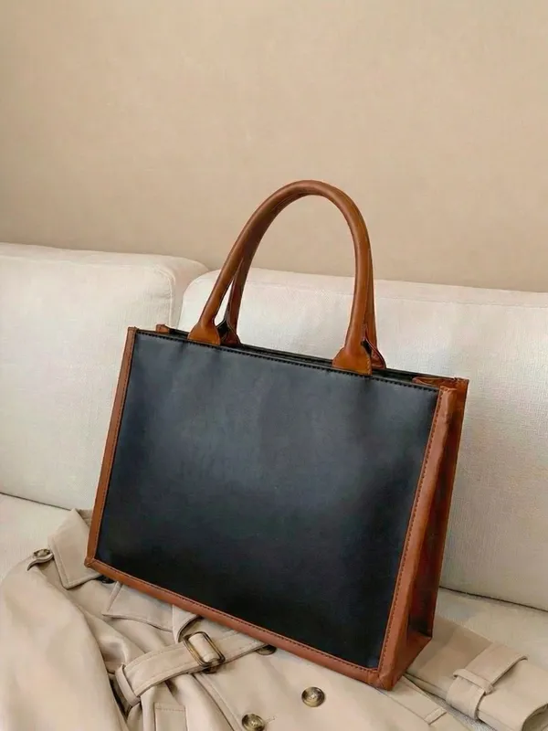LIKE_STYLE_Women’s_Dual-Tone_PU_Tote_Bag_for_Work_&_Everyday_Use