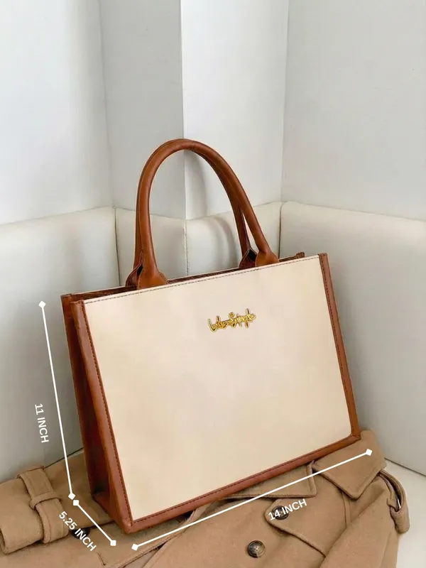 LIKE_STYLE_Women’s_Dual-Tone_PU_Tote_Bag_for_Work_&_Everyday_Use