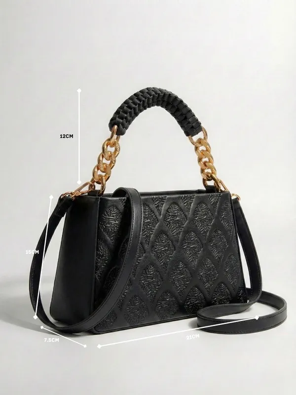 LIKE_STYLE_Women’s_Embossed_PU_Sling_Bag_with_Braided_Top_Handle
