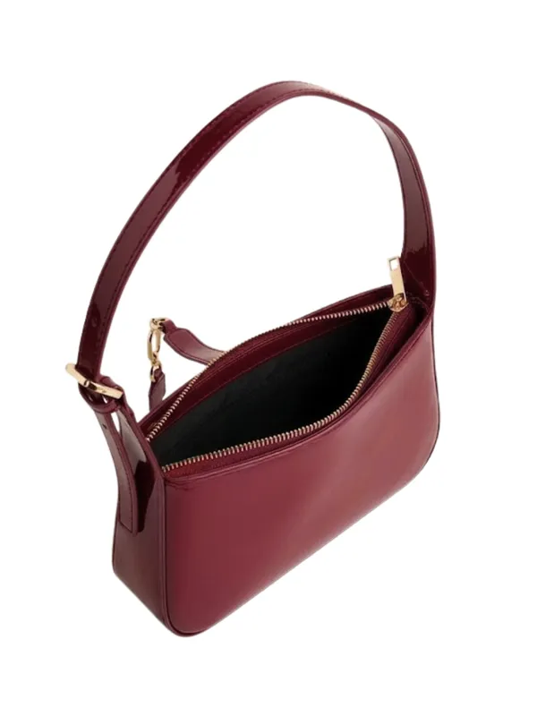 LIKE_STYLE_Women's_Glossy_Patent_Sling_Bag_with_Gold_Chain