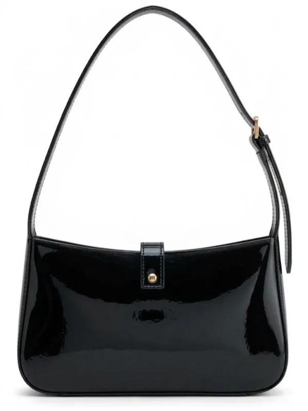 LIKE_STYLE_Women's_Glossy_Patent_Sling_Bag_with_Gold_Chain