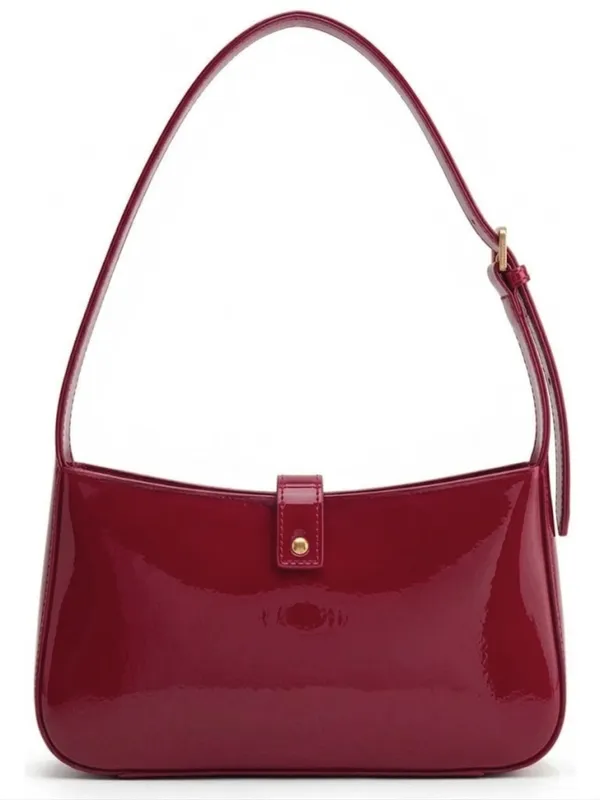 LIKE_STYLE_Women's_Glossy_Patent_Sling_Bag_with_Gold_Chain