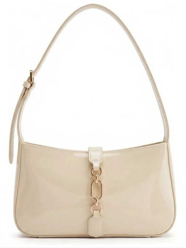 LIKE_STYLE_Women's_Glossy_Patent_Sling_Bag_with_Gold_Chain
