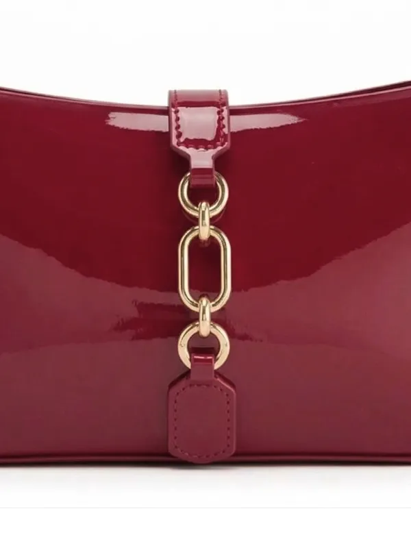LIKE_STYLE_Women's_Glossy_Patent_Sling_Bag_with_Gold_Chain