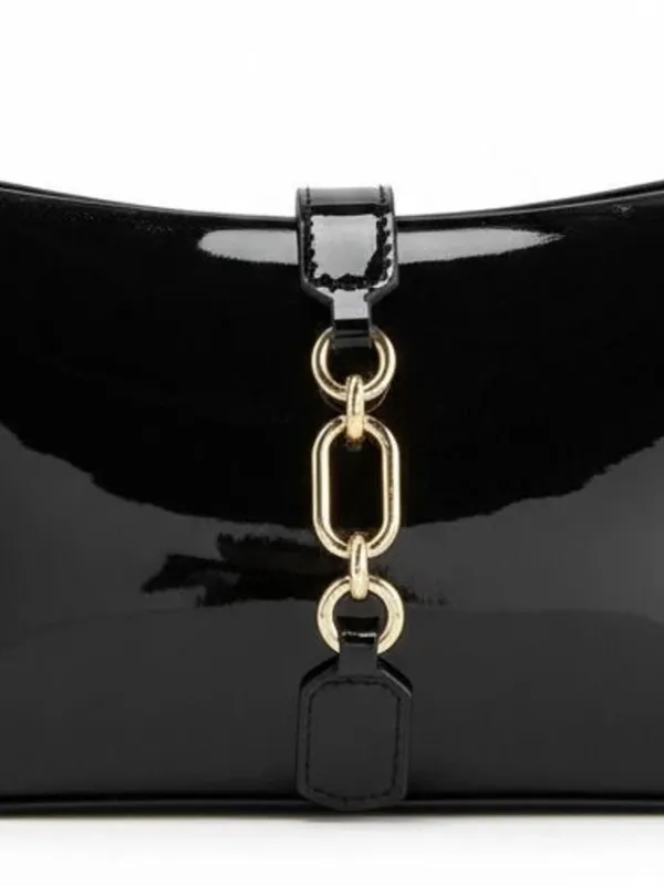 LIKE_STYLE_Women's_Glossy_Patent_Sling_Bag_with_Gold_Chain
