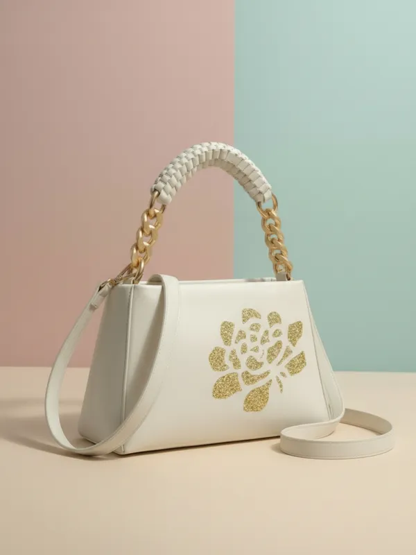 LIKE_STYLE_Women’s_Gold_Glitter_Floral_PU_Sling_Bag