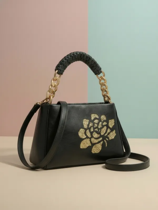 LIKE_STYLE_Women’s_Gold_Glitter_Floral_PU_Sling_Bag