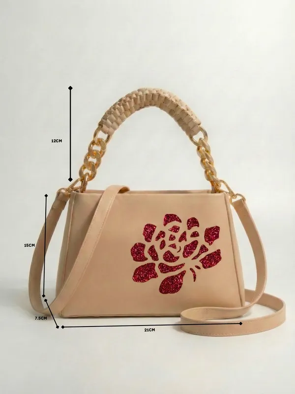 LIKE_STYLE_Women’s_Gold_Glitter_Floral_PU_Sling_Bag