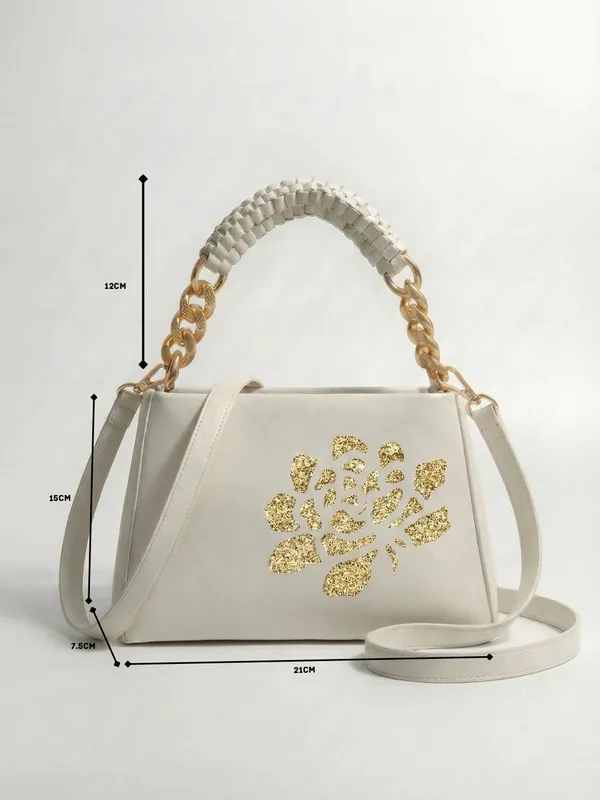 LIKE_STYLE_Women’s_Gold_Glitter_Floral_PU_Sling_Bag