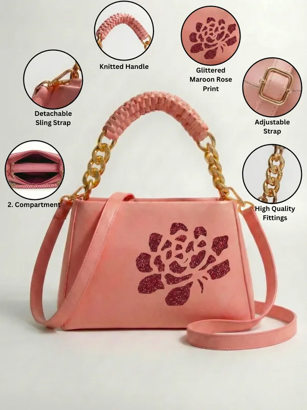 LIKE_STYLE_Women’s_Gold_Glitter_Floral_PU_Sling_Bag