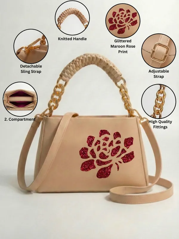 LIKE_STYLE_Women’s_Gold_Glitter_Floral_PU_Sling_Bag