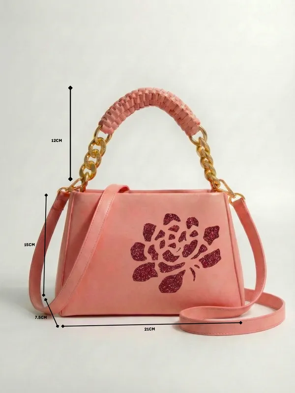 LIKE_STYLE_Women’s_Gold_Glitter_Floral_PU_Sling_Bag