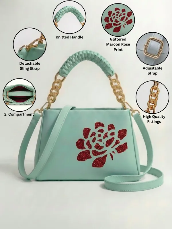 LIKE_STYLE_Women’s_Gold_Glitter_Floral_PU_Sling_Bag