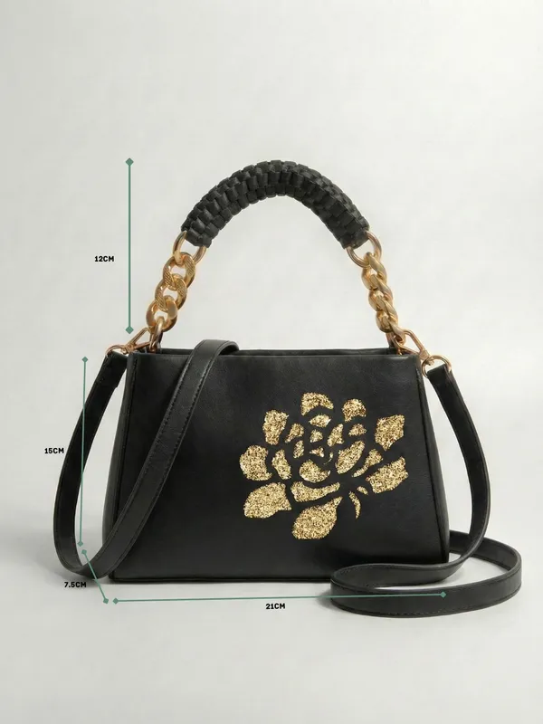 LIKE_STYLE_Women’s_Gold_Glitter_Floral_PU_Sling_Bag