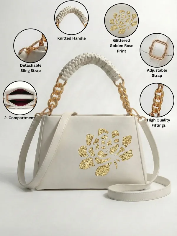 LIKE_STYLE_Women’s_Gold_Glitter_Floral_PU_Sling_Bag