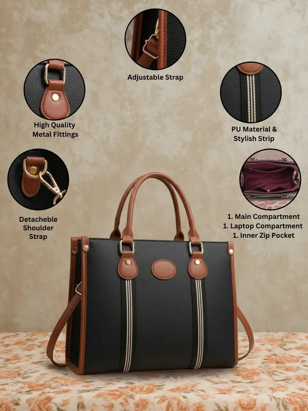 LIKE_STYLE_Women's_Laptop_Shoulder_Bag_with_Detachable_Sling_–_PU_Leather