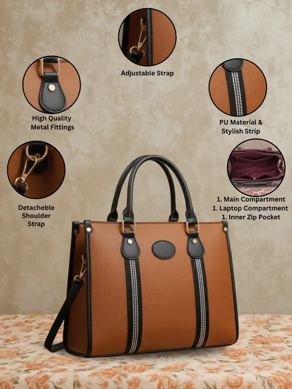 LIKE_STYLE_Women's_Laptop_Shoulder_Bag_with_Detachable_Sling_–_PU_Leather