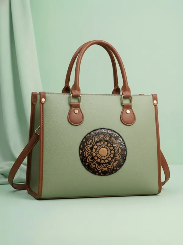 LIKE_STYLE_Women’s_Mandala_Patch_PU_Tote_Bag_with_Laptop_Compartment