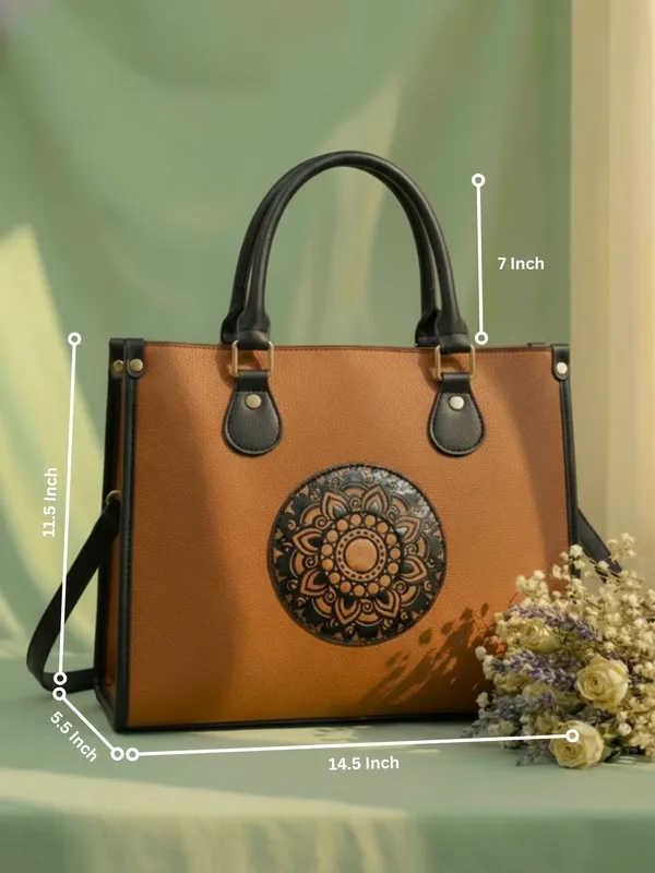 LIKE_STYLE_Women’s_Mandala_Patch_PU_Tote_Bag_with_Laptop_Compartment