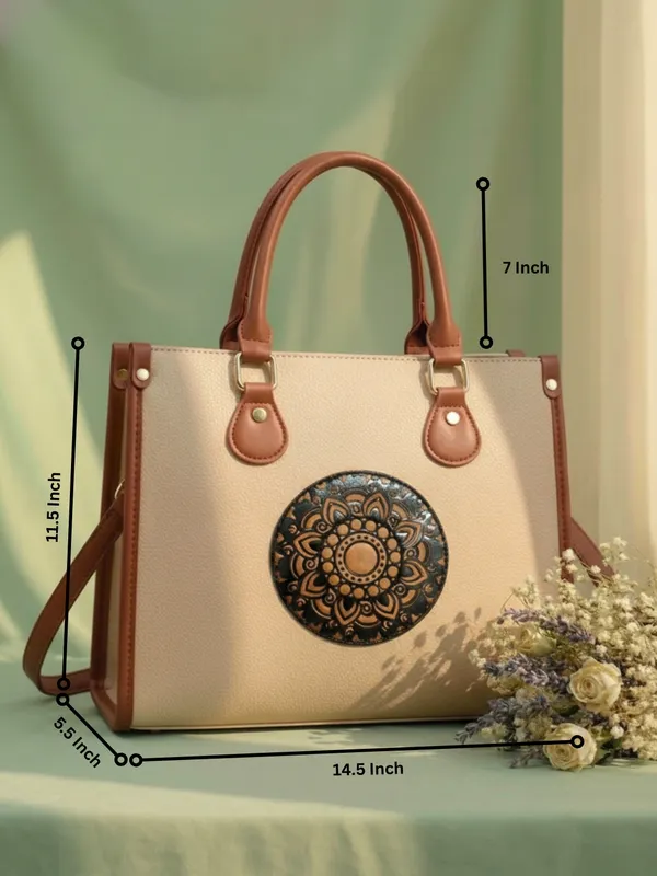 LIKE_STYLE_Women’s_Mandala_Patch_PU_Tote_Bag_with_Laptop_Compartment