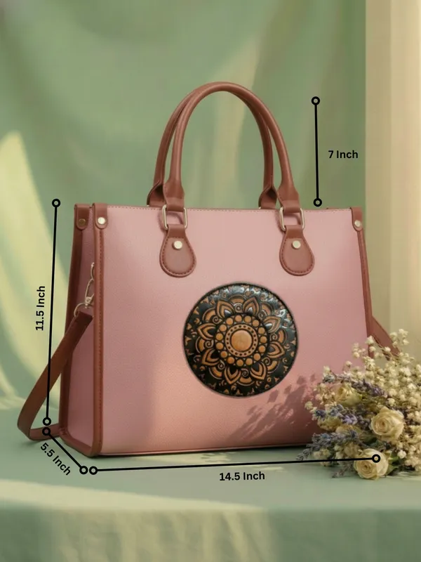 LIKE_STYLE_Women’s_Mandala_Patch_PU_Tote_Bag_with_Laptop_Compartment