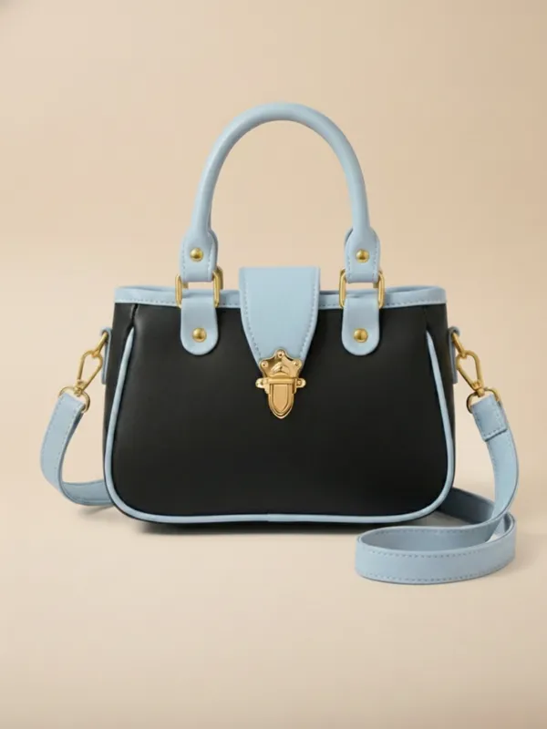 LIKE_STYLE_Women's_Stylish_PU_Handbag_with_Gold_Metal_Lock_&_Dual_Compartments