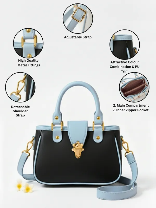 LIKE_STYLE_Women's_Stylish_PU_Handbag_with_Gold_Metal_Lock_&_Dual_Compartments