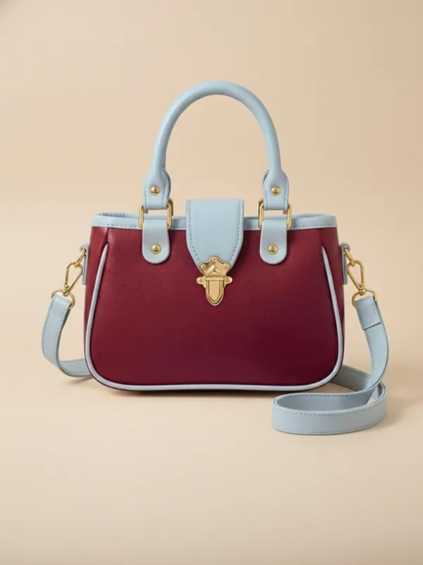 LIKE_STYLE_Women's_Stylish_PU_Handbag_with_Gold_Metal_Lock_&_Dual_Compartments