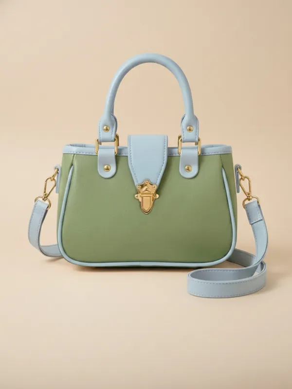 LIKE_STYLE_Women's_Stylish_PU_Handbag_with_Gold_Metal_Lock_&_Dual_Compartments