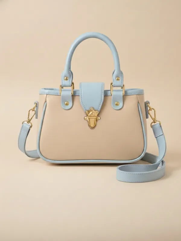 LIKE_STYLE_Women's_Stylish_PU_Handbag_with_Gold_Metal_Lock_&_Dual_Compartments