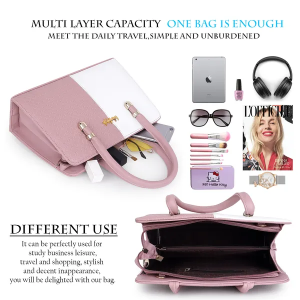 Pink_PU_Leather_Closure_Zip_Handbag_For_Women_(_30_*_23_*_14_Cm)