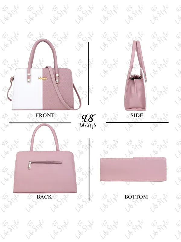 Pink_PU_Leather_Closure_Zip_Handbag_For_Women_(_30_*_23_*_14_Cm)