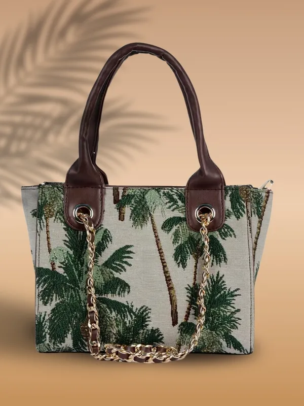 Green_Jute_&_PU_Leather_Closure_Zip_Shoulder_Bag_(_29_*_23_*_12_Cm)