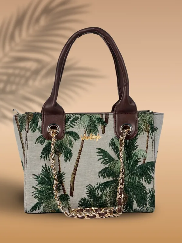 Green_Jute_&_PU_Leather_Closure_Zip_Shoulder_Bag_(_29_*_23_*_12_Cm)