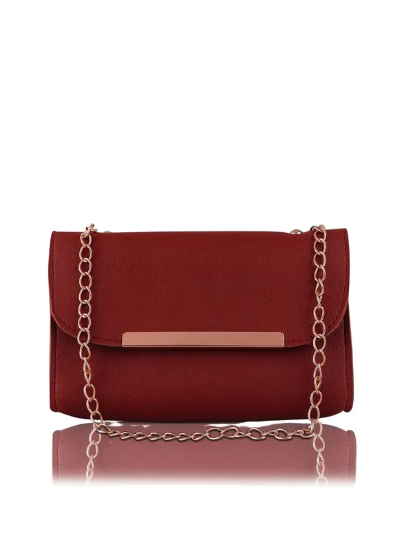 Maroon_PU_Leather_Closure_Zip_Shoulder_Bag_Set_Of_3_(_29_*_23_*_9_Cm)