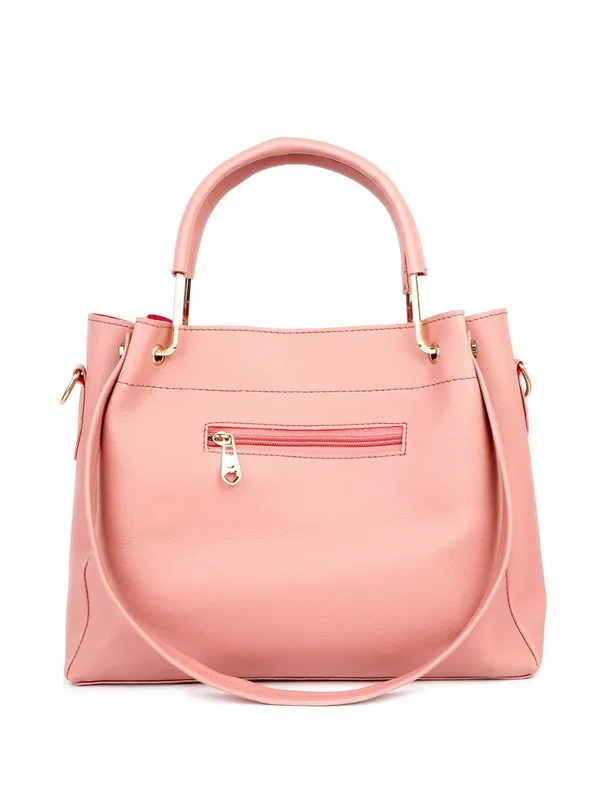 Pink_PU_Leather_Closure_Zip_Shoulder_Bag_Set_Of_3_(_29_*_23_*_9_Cm)