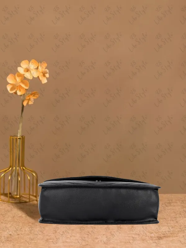 Black_PU_Leather_Closure_Flap_Sling_Bag_(_24_*_17_*_8_Cm)