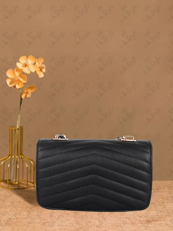 Black_PU_Leather_Closure_Flap_Sling_Bag_(_24_*_17_*_8_Cm)
