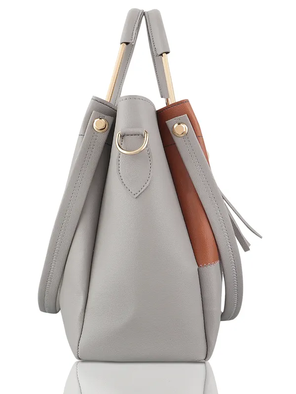 Grey_PU_Leather_Closure_Zip_Sling_Bag_Set_Of_2_(_29_*_23_*_9_Cm)