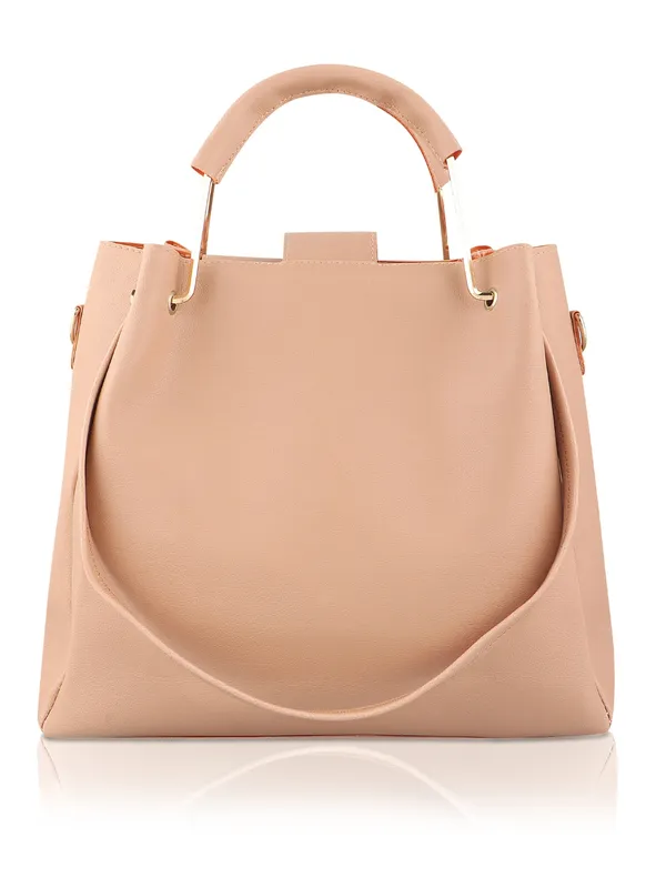 Beige_PU_Leather_Closure_Flap_&_Zip_Handheld_Set_Of_3_(_29_*_23_*_9_Cm)
