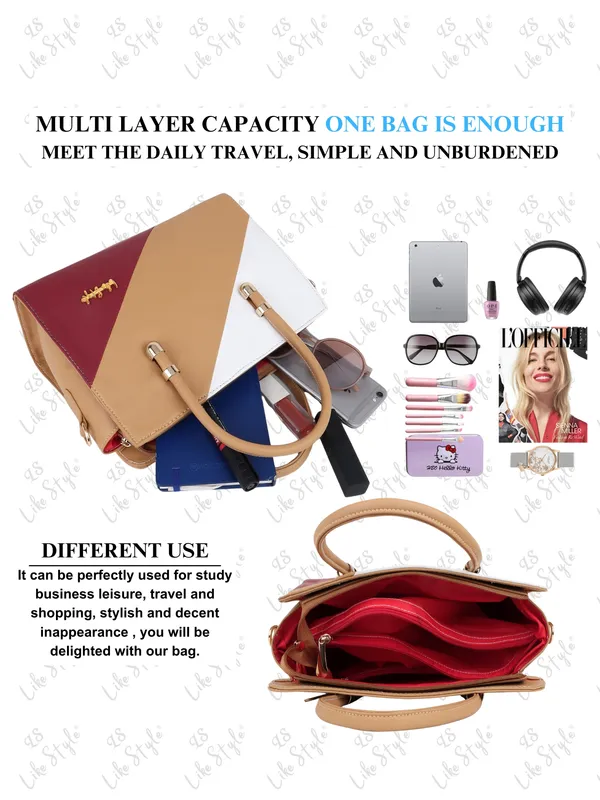 Beige_PU_Leather_Closure_Zip_Handbag_For_Women_(_30_*_23_*_14_Cm)